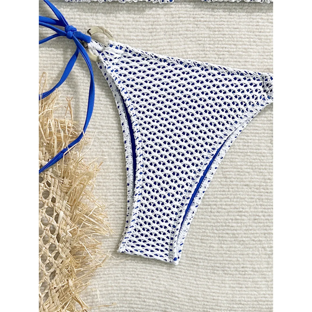 Gefalteter Neckholder-Bikini, zweiteiliges Bikini-Set, Damen-Badeanzug, Badebekleidung für Frauen, mit Trägern, hoch geschnitten, Badeanzug, Badebekleidung, V7043 – Detail 18