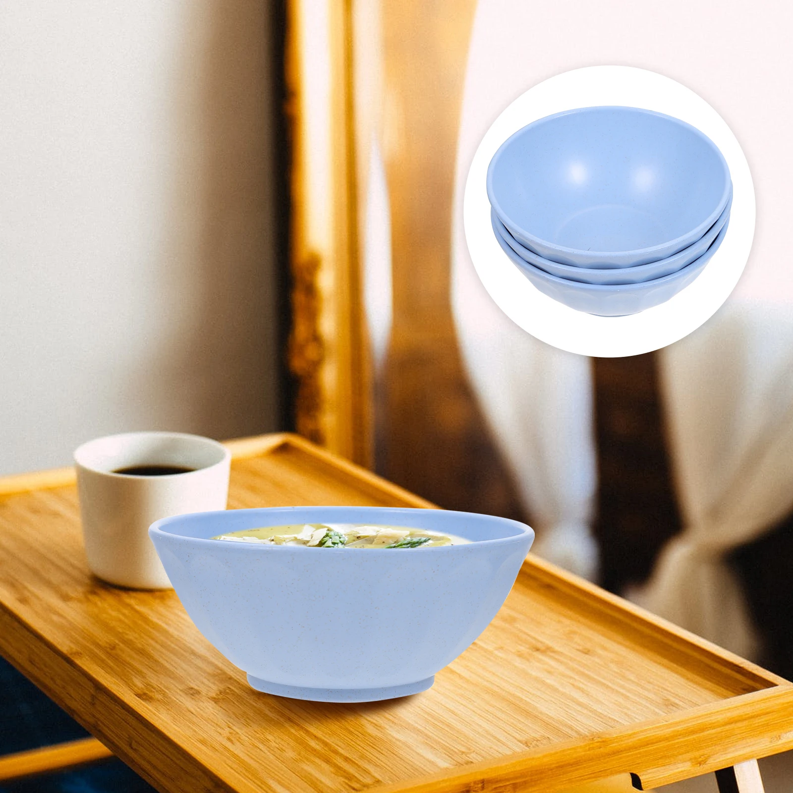 

4Pcs Wheat Straw Rice Bowls Sturdy Food Serving Bowls Eco Friendly Kitchen Tableware for Daily Gathering Party