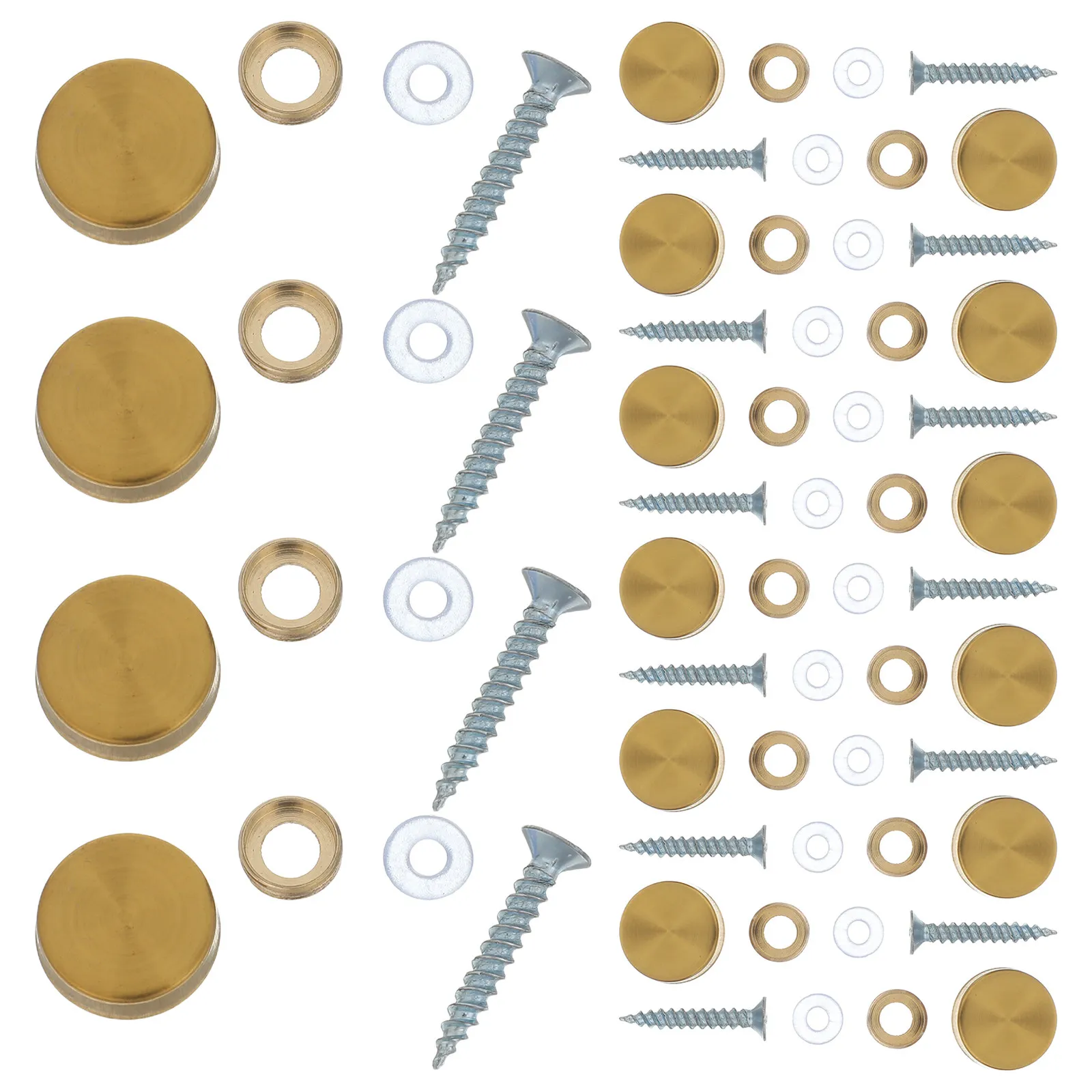 16Sets Decorative Screws Mirror Fixings Stainless Steel Screw Caps Hardware Fasteners for Glass Mirror Wall Cabinet Vanity