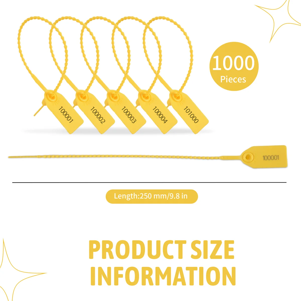 【Today-Only!】1000 Pcs Plastic Tamper Seals Fire Extinguisherr Tags Security Tags Seals Safety Numbered Zip Ties Labels (Yellow)