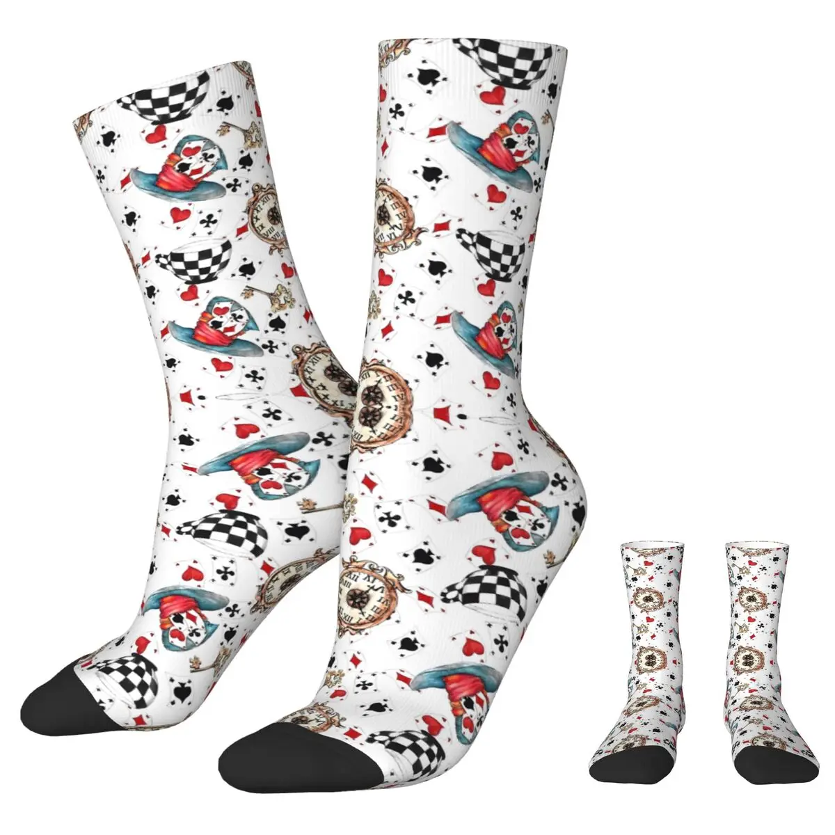 Chaussettes d'Alice Les Aventures au Pays des Merveilles pour Homme et Femme, Bas de Carillon, Antidérapant, Motif Moyen et Doux, Escalade, Automne