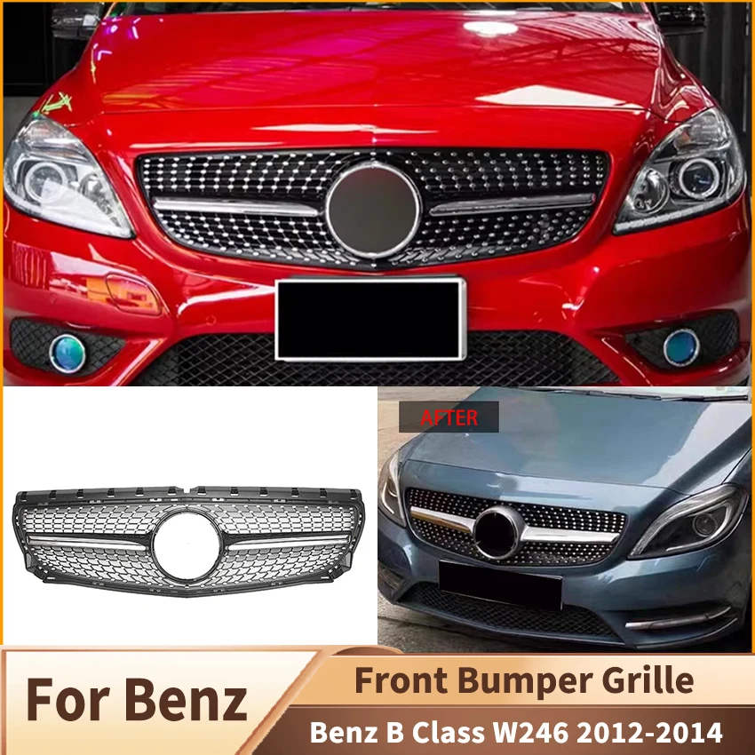 Rejilla de parachoques delantero para mercedes-benz Clase B W246 2012 2013 2014 B180 B200 B250 B220 accesorios de rejilla de capó de parachoques de malla frontal