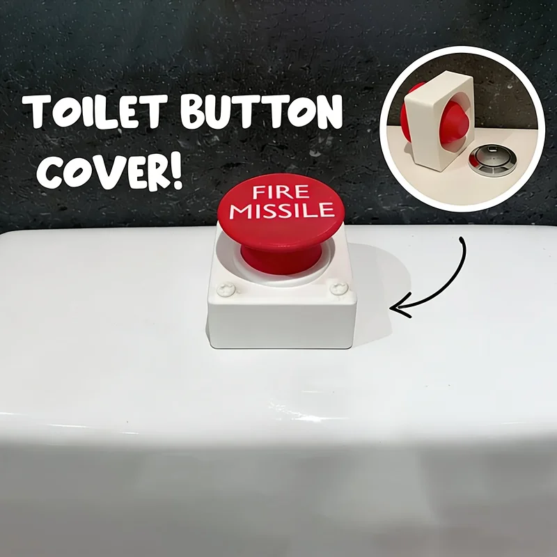 1Pc Missile Shape Toilet Flush Button Cover, No-Drill Installation, Fits Standard Valves for RV, Bathroom & Toilet DIY Parts