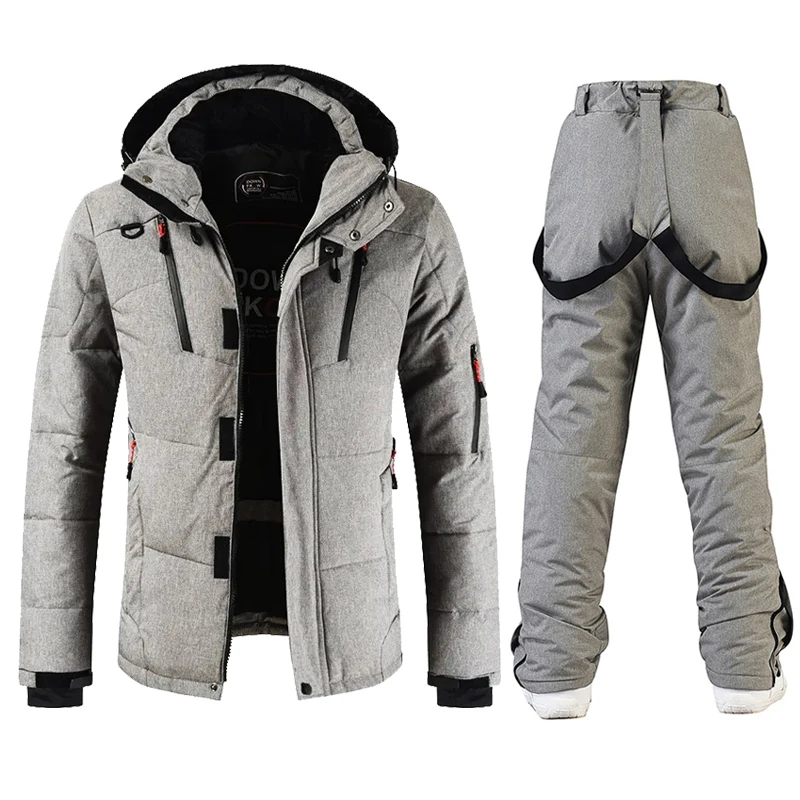 

Winter Thicken Warm Men Outdoor Hiking Suit Windproof Waterproof Snow Down Coats Trousers Skiing Snowboarding Jacket Pants Set