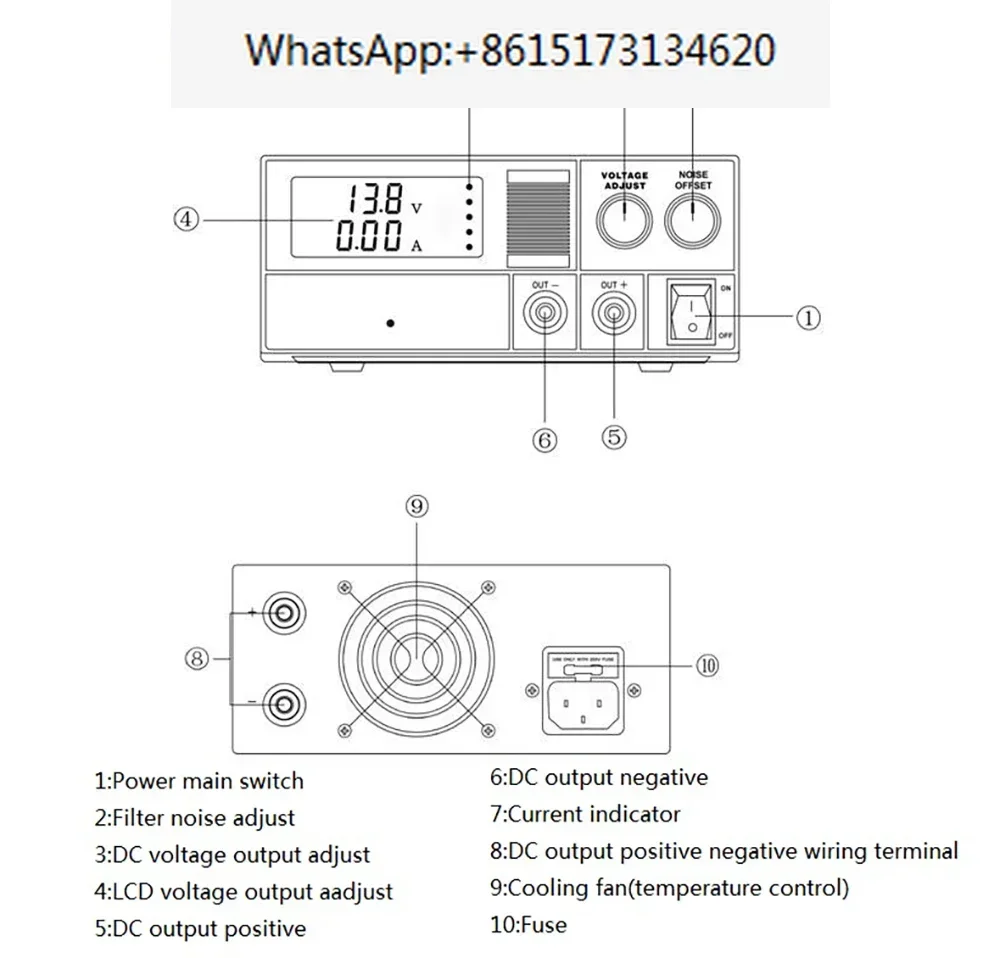 QJE PS30SWIV Power Supply 13.8V 30A Adjustable Linear Power Supply Stable DC Communication Switching Power Supply Automotive