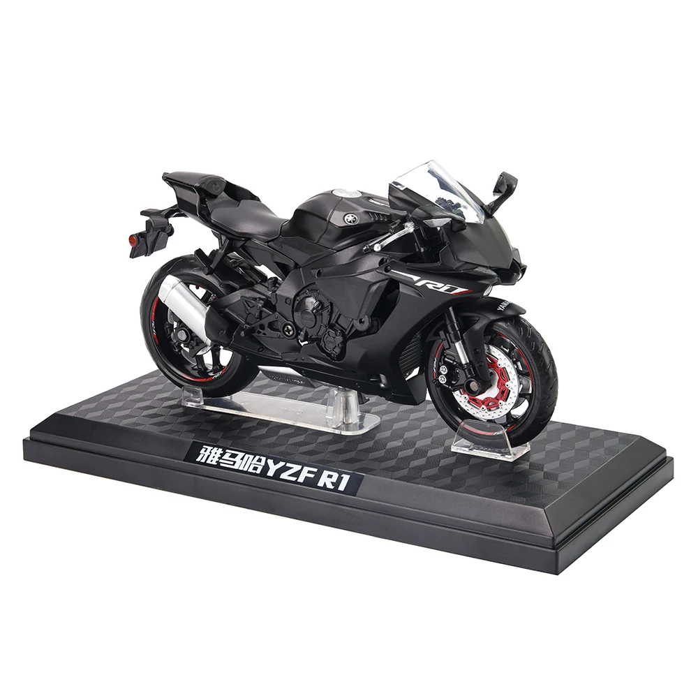 MSZ CCA 1:12 Yamaha YZF-R1 with base alloy die-cast car motorcycle model, toy gift giving, die-cast static motorcycle model