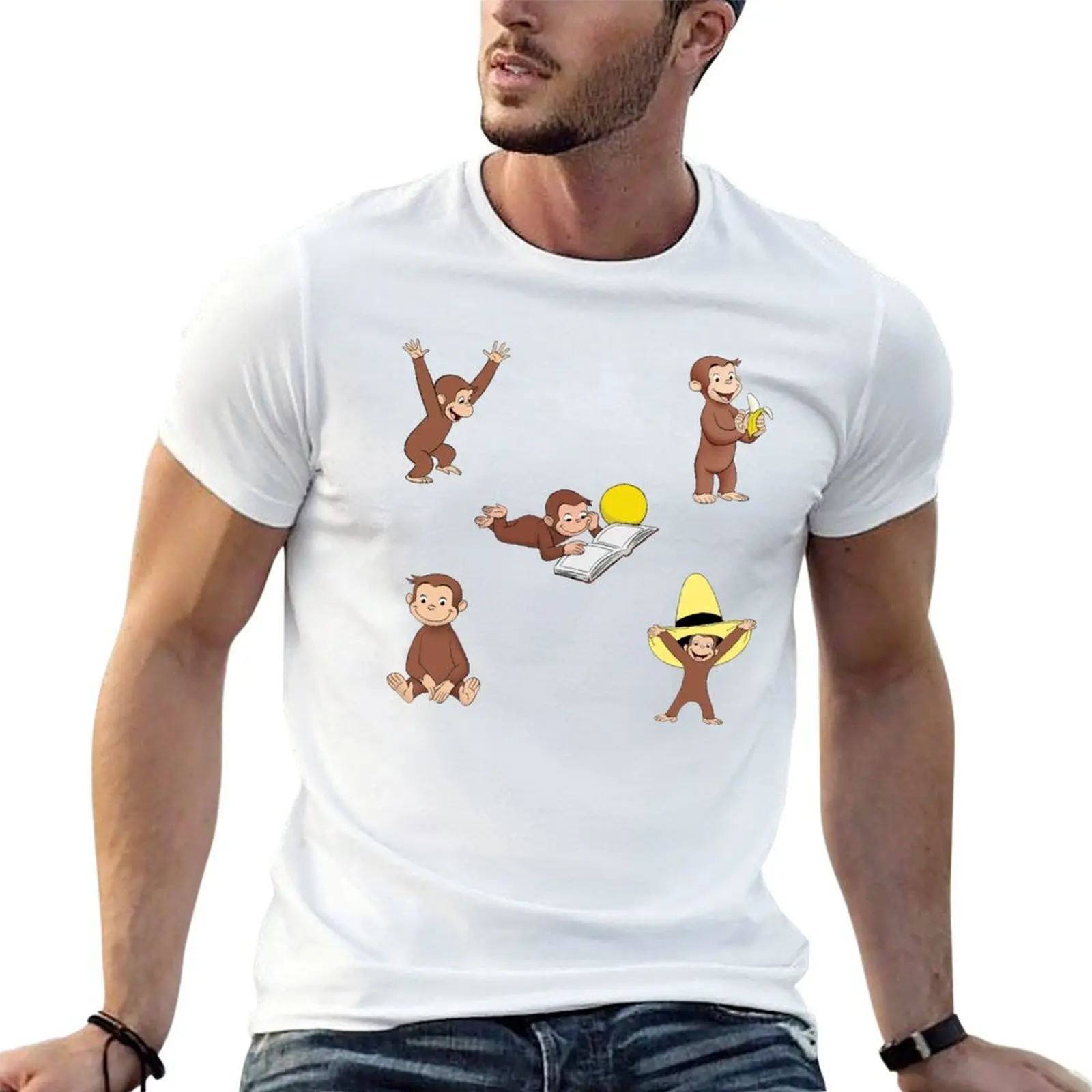 

George the curious monkey cartoon for kids pack T-Shirt man tshirt man t shirt heavy cotton printed t shirts for man T-Shirt