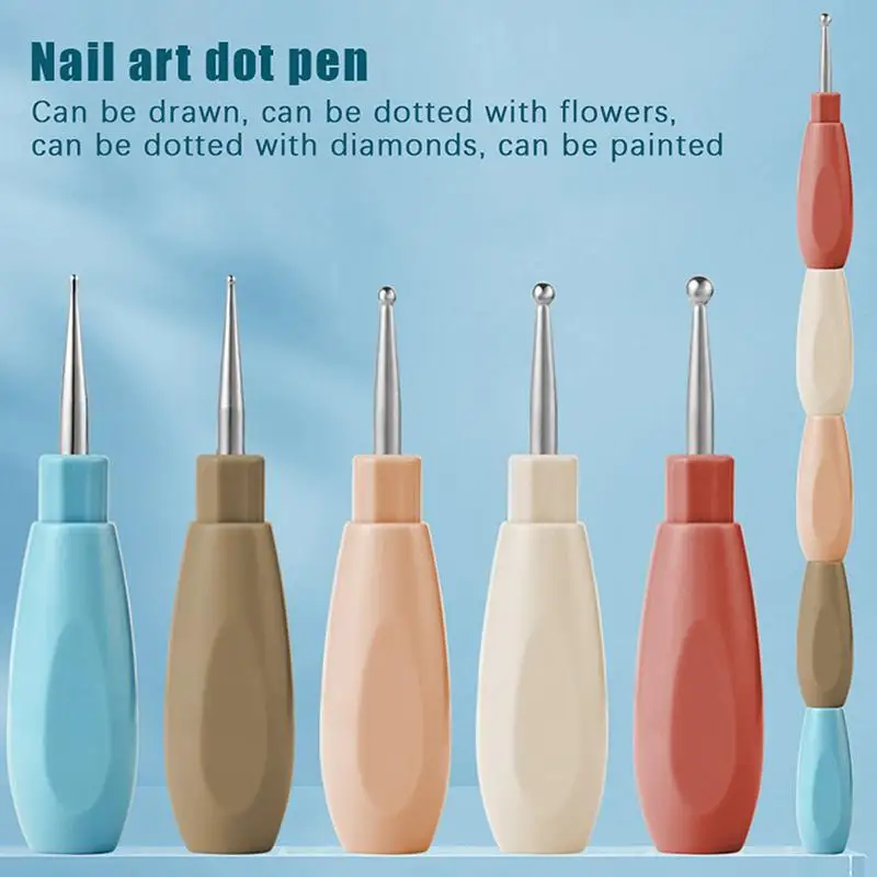 1/5pcs Professional Spliceable Nail Art Dotting Pen Plastic Handle DIY Rhinestone Gem Picker Manicure Painting Tools