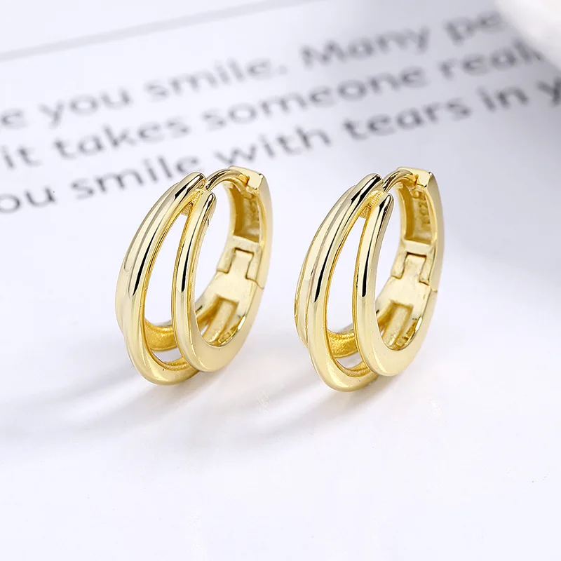 925 Sterling Silver Multilayer C Shape Circle Hoop Earrings for Woman Wedding Engagement Triple Split Loop Earring Huggies