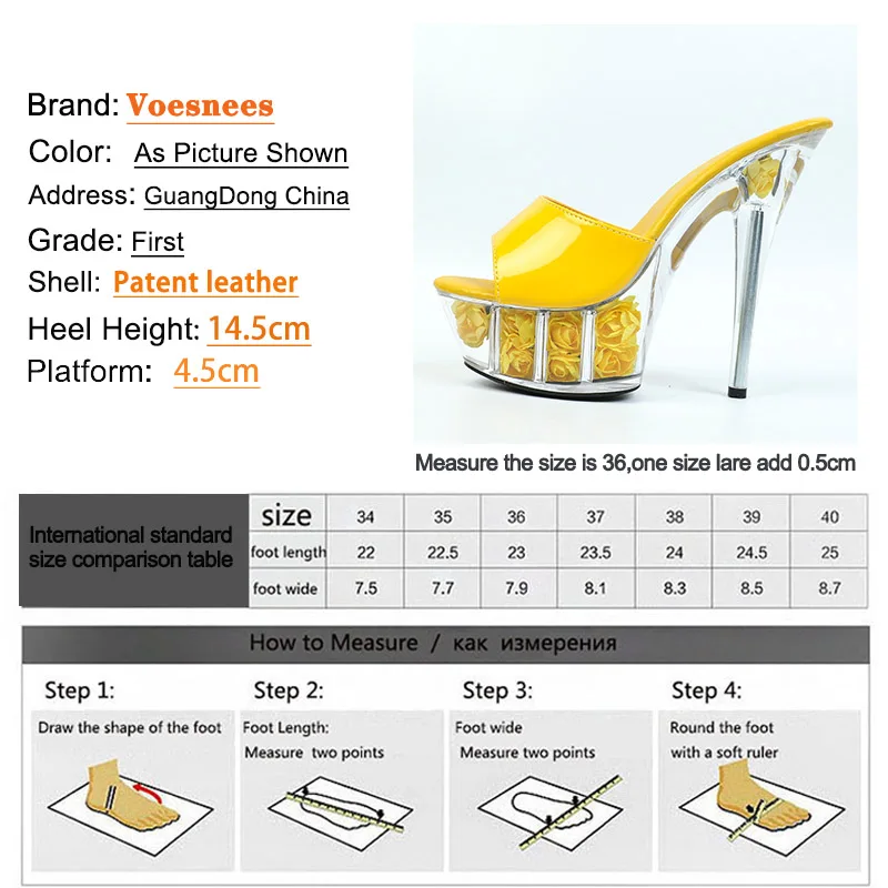 Women Slippers Fashion Flowers Platform Walk Show Model Sandals Summer Outdoor Thin High Heels 14.5CM Transparent Crystal Shoes