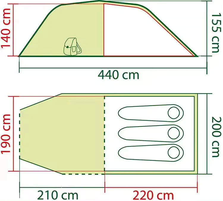 Outdoor Camping Inflatable Family Tunnel Tent Easy Set Up Portable Tent Large Family Tent with Pump