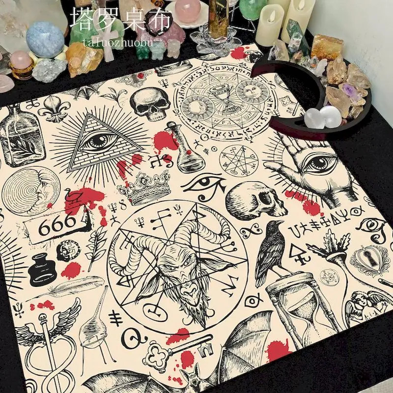 VIKAMA Zodiac Wheel & Tree of Life Tarot Tablecloth, 6 Assorted Designs, Divination Decor for Witchcraft Wicca