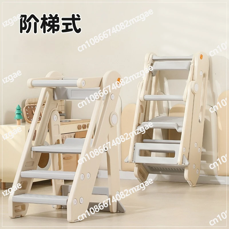 Foldable Practical Learning Tower Washstand Step Stool, Children's Ascending Footstool, Adjustable Hand Washing Stairs,