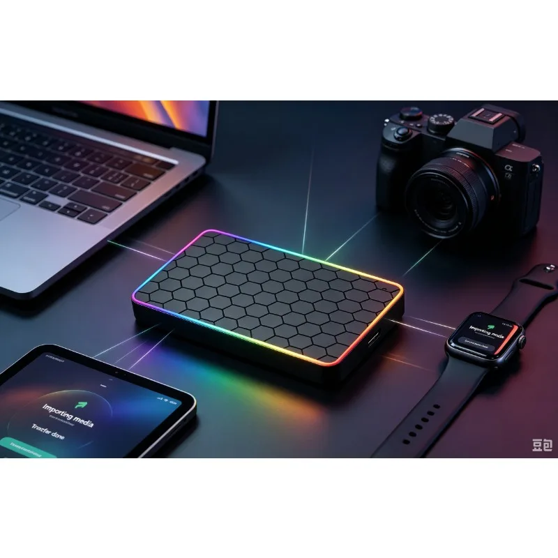 4TB RGB High Speed Portable External SSD Honeycomb Texture Shell Colorful Mass Storage Disk for Laptop PC Solid State Drive
