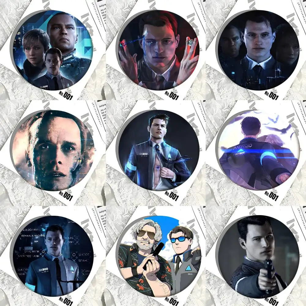 Detroit Become Human Vintage Badges Round Badge Tinplate Coin Brooch Clothing Backpack Accessories Lapel Pin