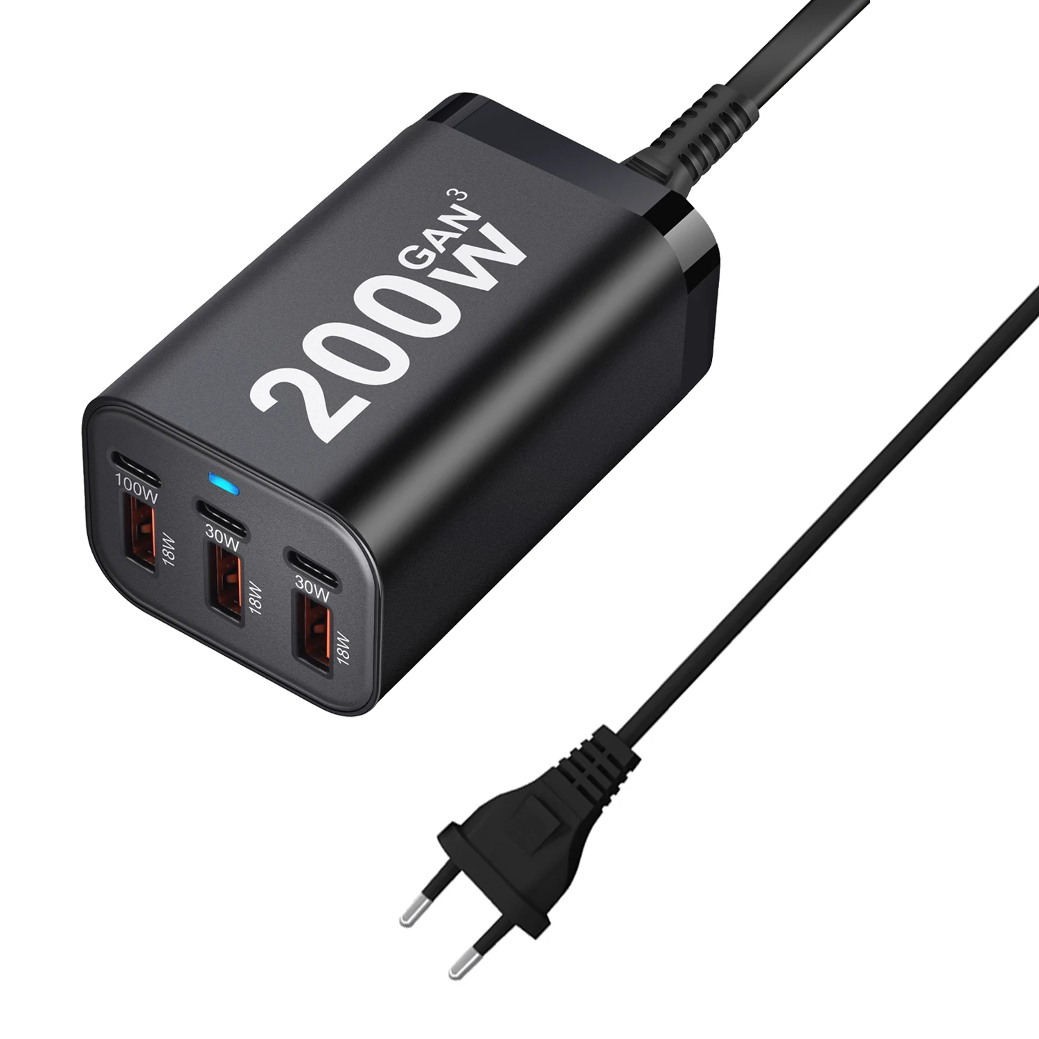 USB C Snel 200W 6-poorts opladen Snelle GaN-oplader Voedingsadapter voor iPhone 14/13/12-serie, Samsung Galaxy S23/S22/S21