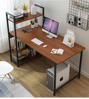 Desktop computer desk, modern minimalist bookshelf, home bedroom, simple steel and wood economical writing desk