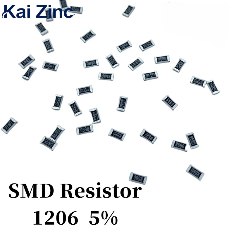 1000 قطعة Smd المقاوم 1206 5% 10R 12 15 24 33 36 43 47 51 68 82Ohm 1K 1.2 2 2.2 2.4 3 3.3 3.6 4.3 4.7 5.1 6.2 6.8 7.5 8.2K 1M