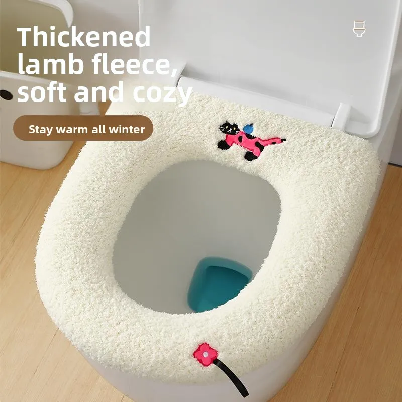 厚みのある防水トイレシートクッション-新2025-家庭用-四季通用-トイレマットカバー-夏用バスルームアクセサリー
