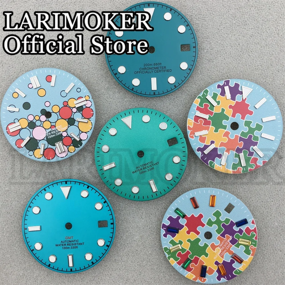 

LARIMOKER 29mm Dial NH34 Movement Blue Dial With Blue Hand C3 Green Luminous Fit NH34 NH35 Movement Watch parts replacement