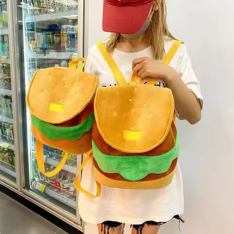 Unisex Backpacks New Creative Cartoon Hamburger Cute Kawaii Funny Trend Backpacks Children Large Capacity Portable Shoulder Bags