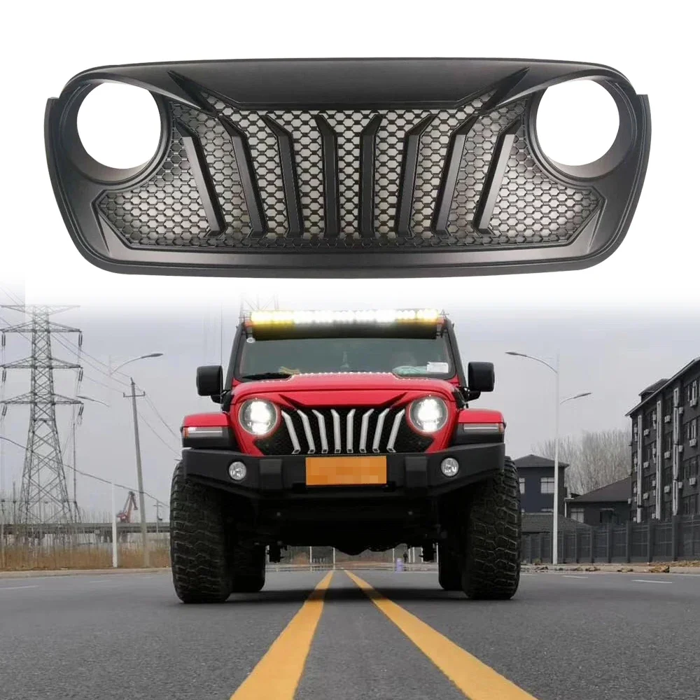 

SXMA JL1071 Front Grill Off-road Car Radiator Grille Bumper Upper Mesh Cover Racing Grills For Jeep Wrangler JL 18+