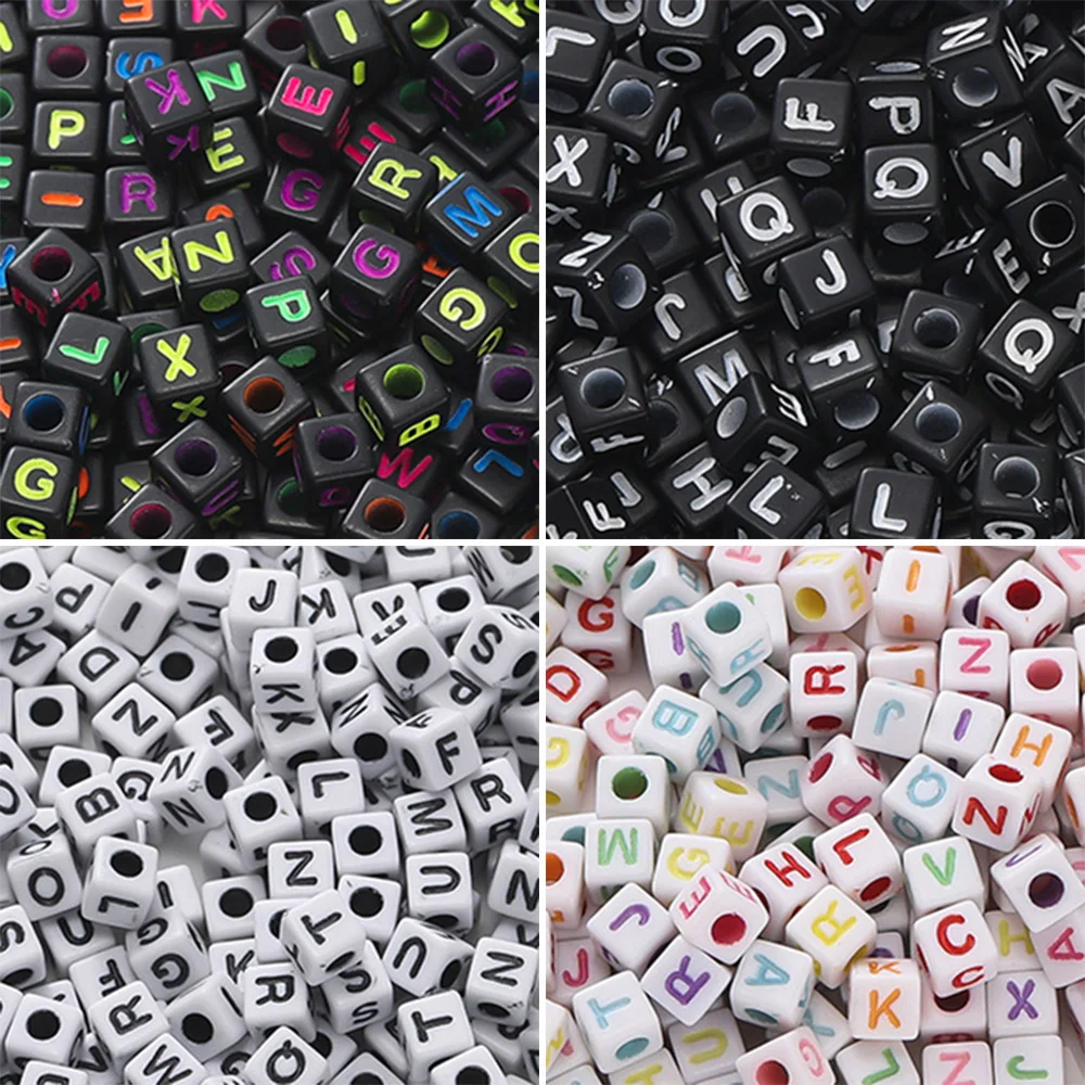 

100pcs 5mm Acrylic Square Alphabet Mixed Letter Number Bead Spacer Beads for Jewelry Making DIY Bracelet Necklace Accessories
