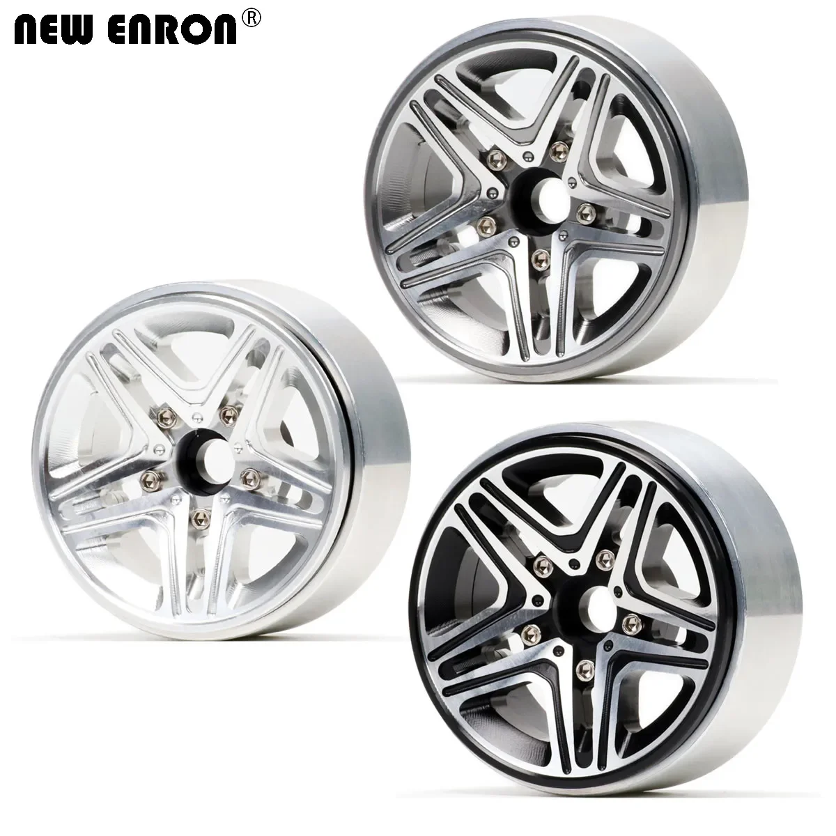 NEW ENRON Aluminum Alloy 5 Spokes 1.9 inch Beadlock Wheel Rim for 1/10 RC Crawler AXIAL SCX10 II TRAXXAS TRX4 Redcat