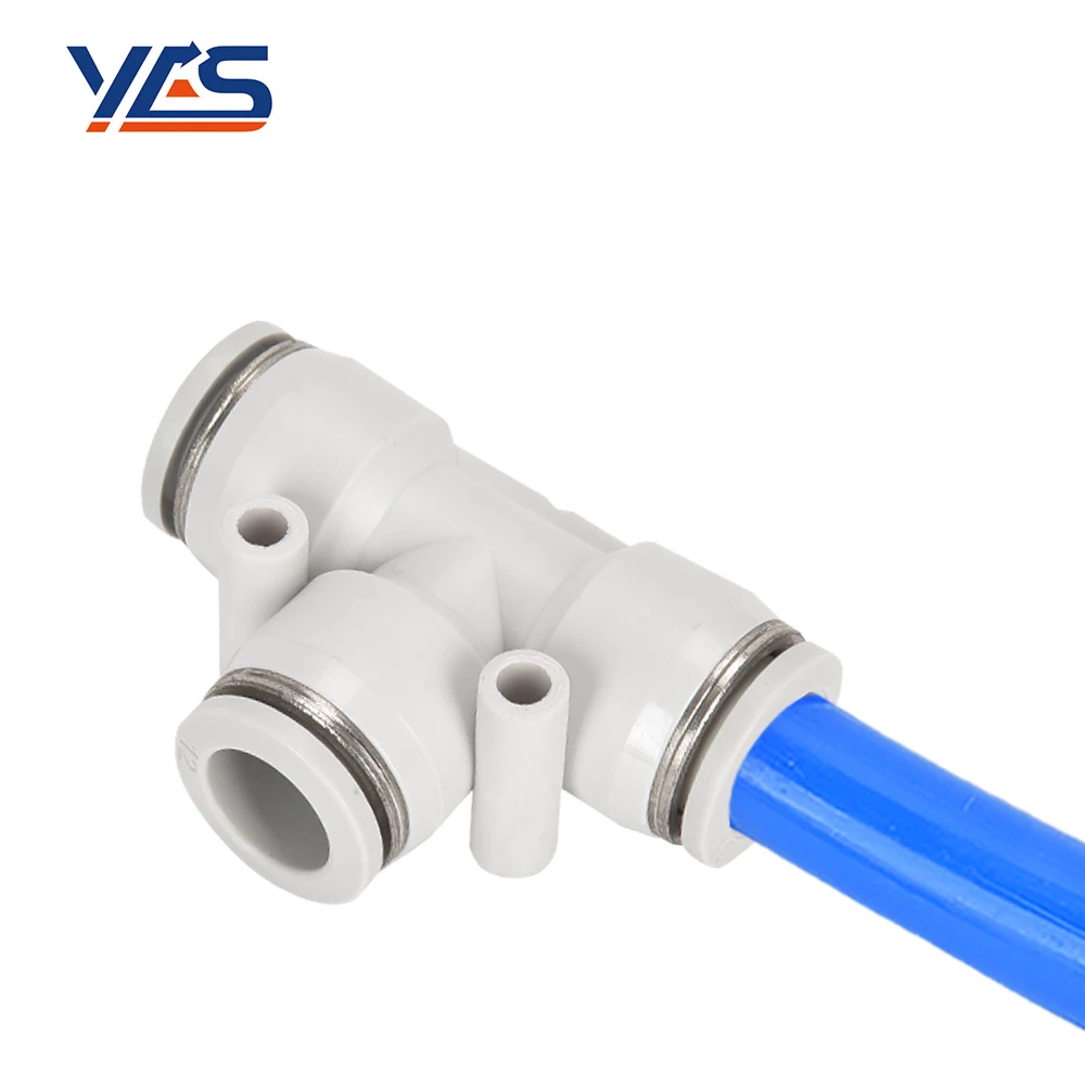 High Quality White PE Series Pneumatic Fitting Quick Connect Slip Lock Tee 3 Way Plastic Pipe Tube Fittings