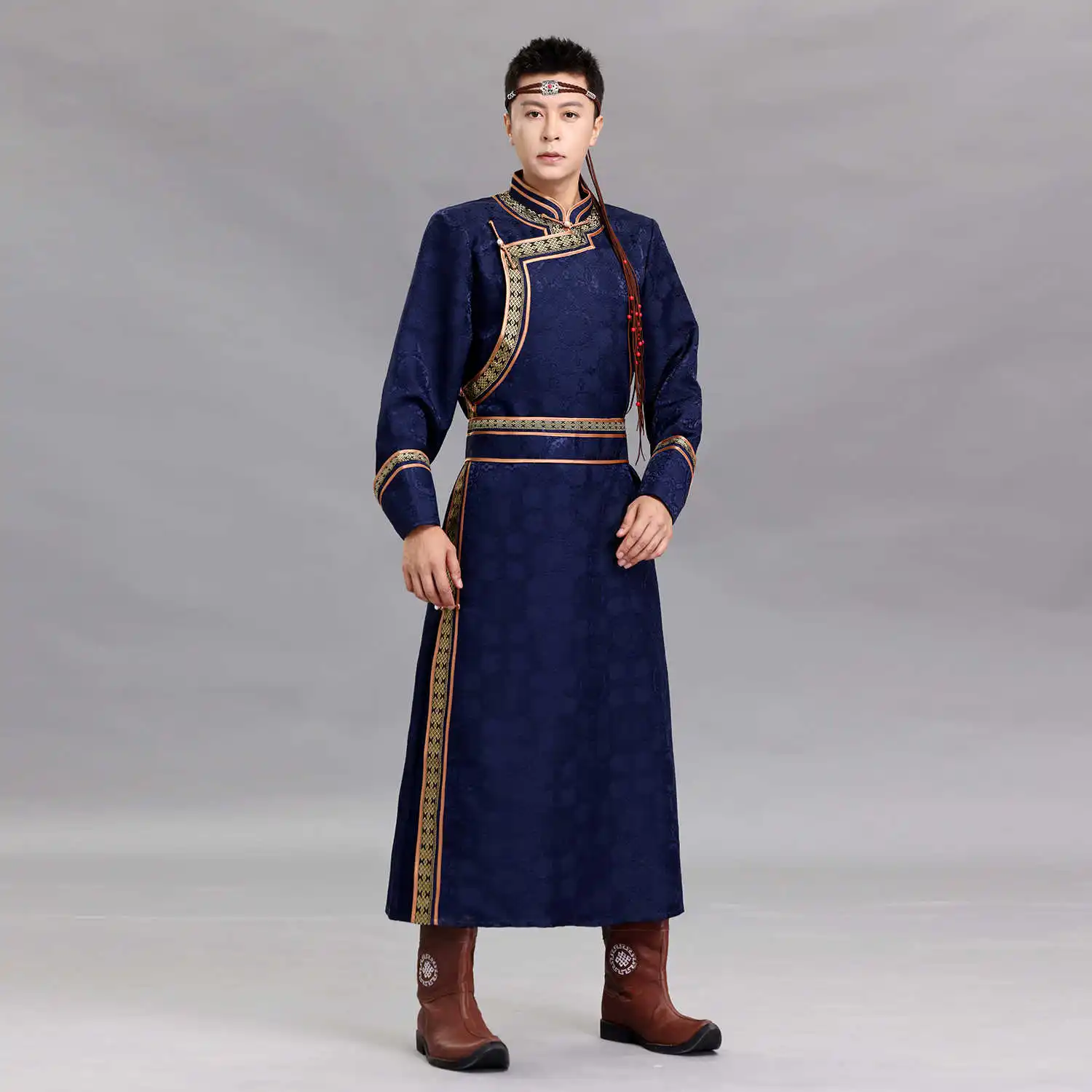 Men Ethnic Minority Dance Garment Traditional Mongolian Classic Robe Hohhot Ulan Bator Casual Daily Gown in OrientTown in048