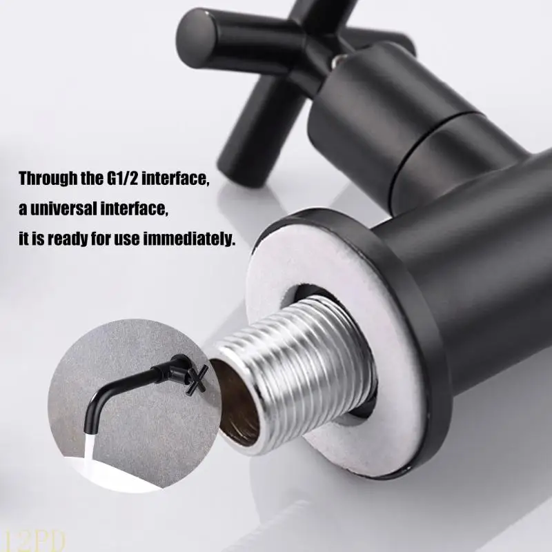 12PD Single Handle Brass Wall Mount Bathroom Tap Cold Water Chromes Finish Daily Use