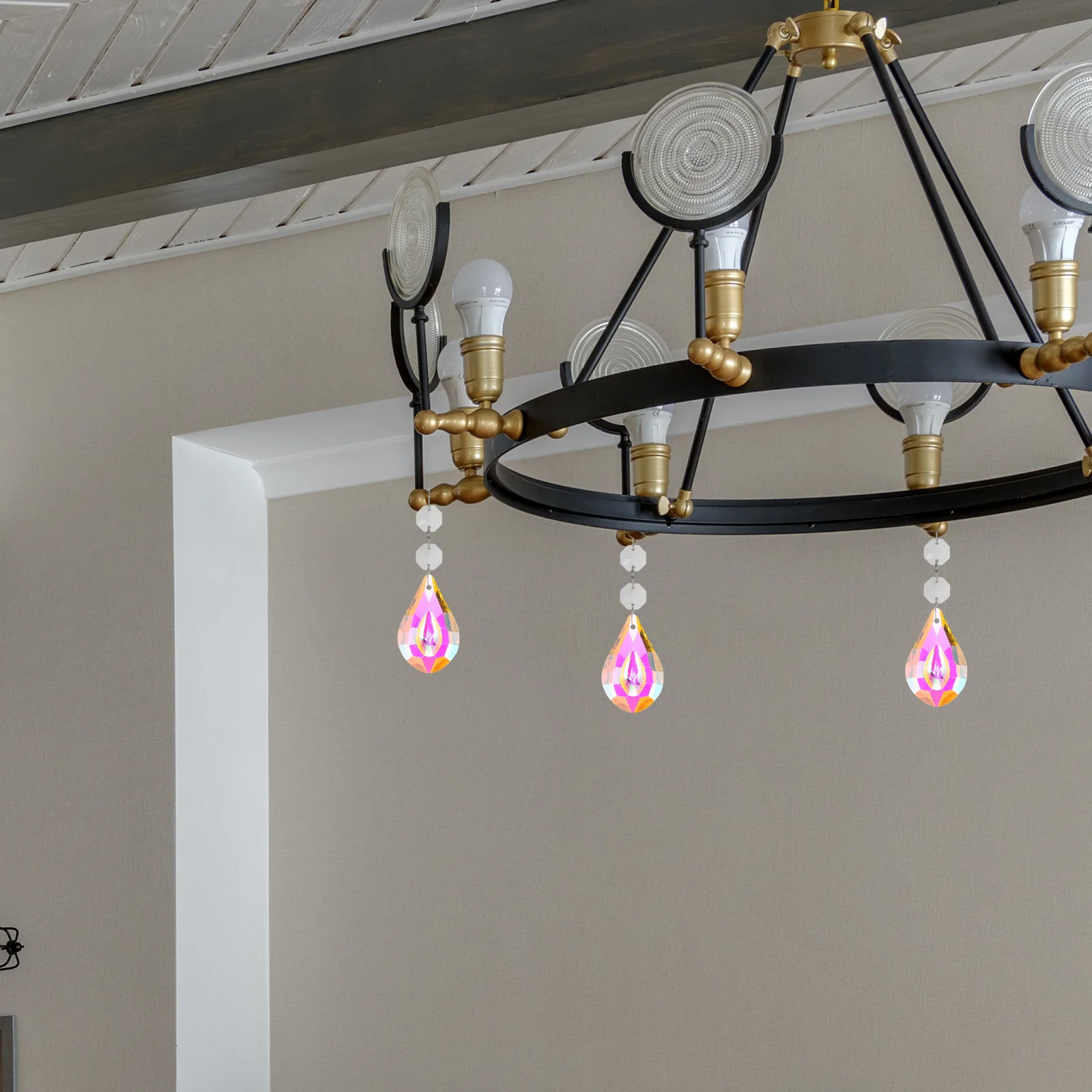 

12Pcs Crystal Chandelier Replacement Parts Smooth Glass Prisms Hanging Decoration Wedding Birthday Light Pendant Ornament