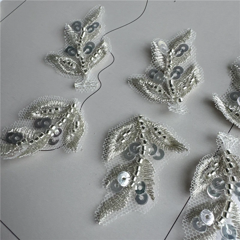 White Beaded Applique DIY Bride Lace Patch Repair