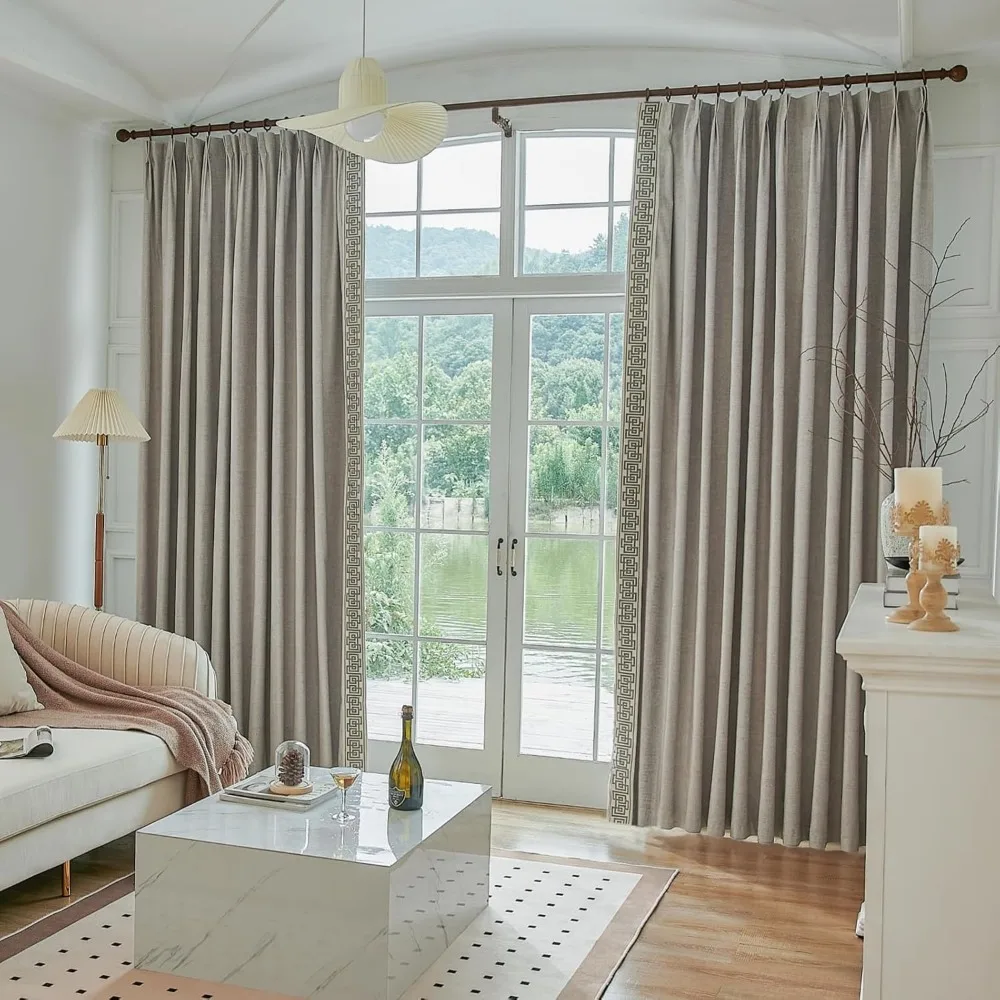 Tende plissettate pizzicate grigie di lusso con nastro adesivo, tende dal pavimento al soffitto per porte e finestre, 50 larghe x 96 lunghe