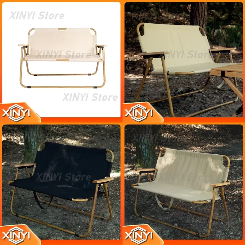 Foldable Double Camping Chair with Single or Double Backrest for Outdoor Logos Aluminum Alloy Beach Chair Outdoor Products
