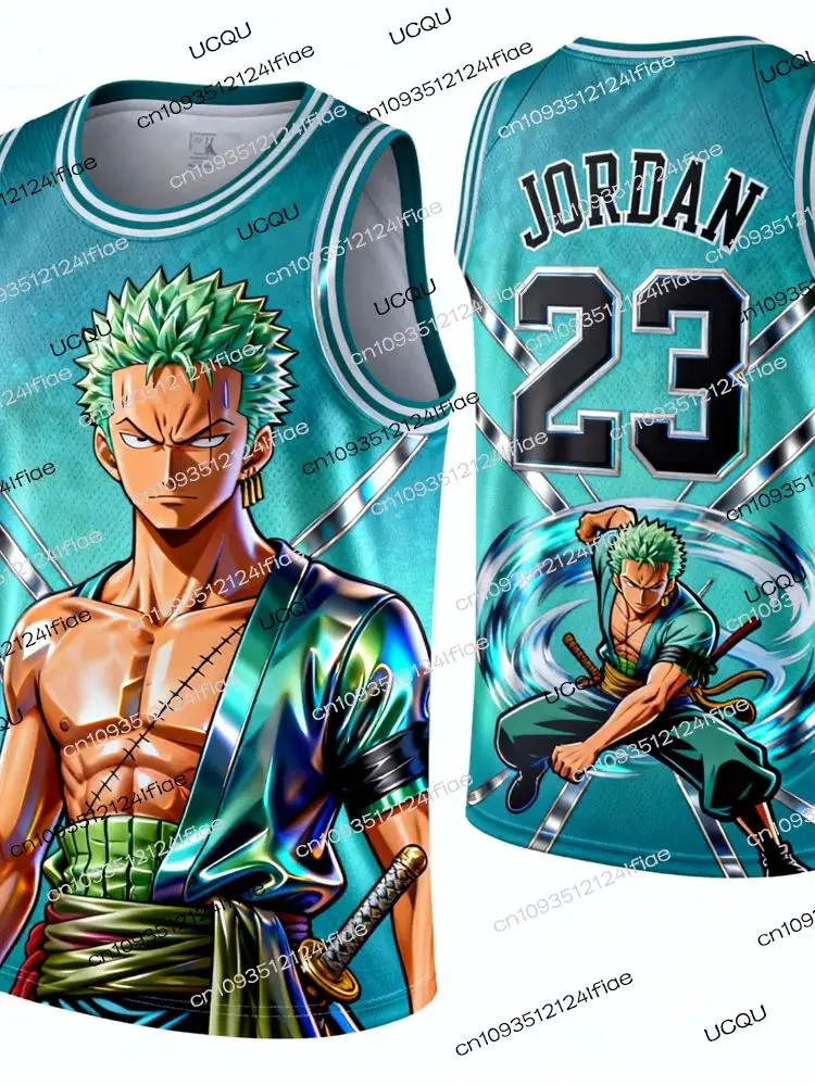 2025 nouveau Anime une pièce Zoro édition spéciale maillot de basket-ball T-Shirt Jordan No. 23 Ensemble de maillots spéciaux pour fans de maillot de basket-ball
