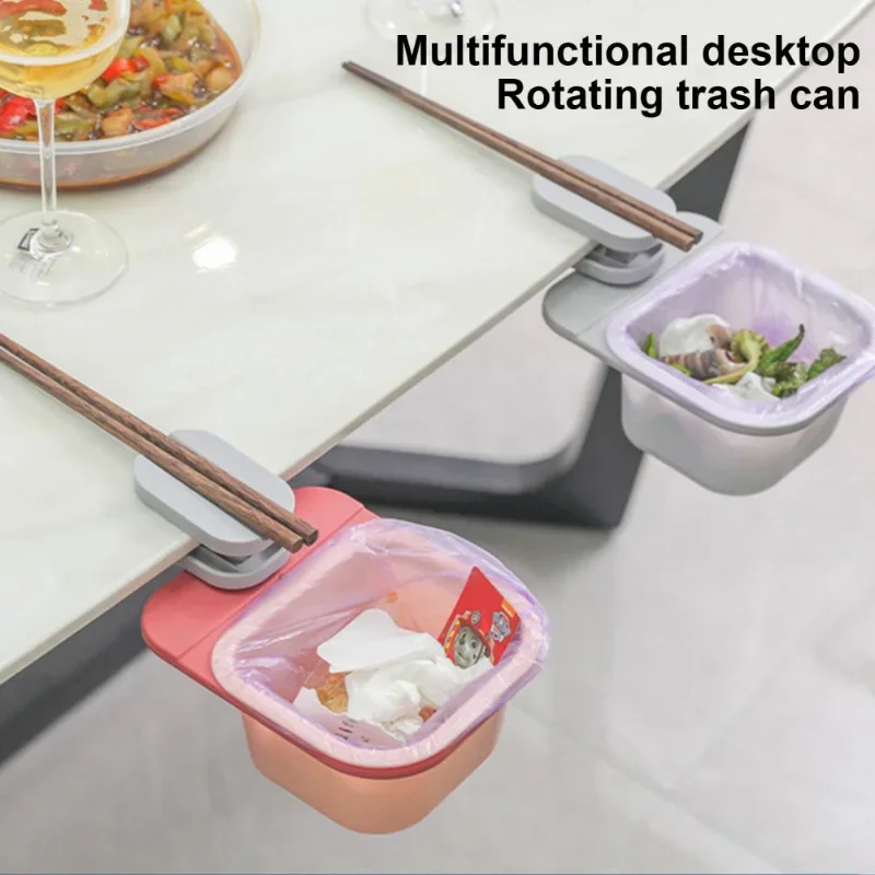 Trash Tray Rotation Desk Dustbin Small Size Widely Applied Useful Plastic Under Table Trash Tray Desk Trash Can