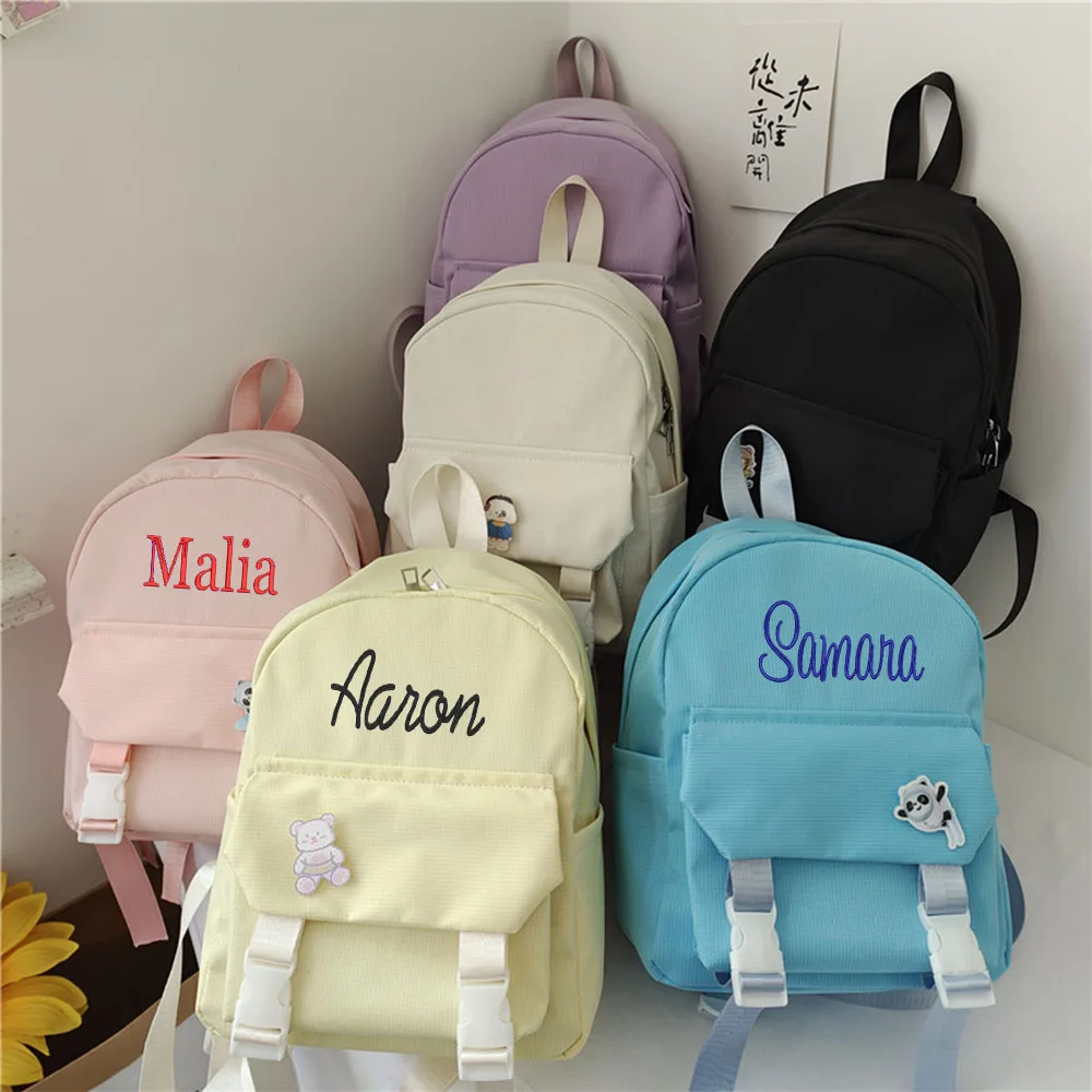 2024 New Embroidered Mini Sweet Soft Cute Small School Bag Personalized Customization Simple Solid Color Travel Backpack