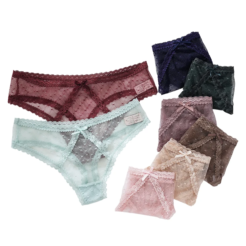 

M-XL Sexy women's lace thong 100% cotton pajamas briefs underwear