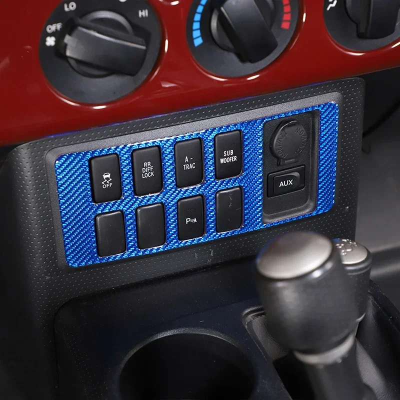 Para Toyota FJ Cruiser 2007-2021, Adhesivo Decorativo de Fibra de Carbono Suave Azul para el Marco de Asistencia al Conductor, Accesorios Interiores para Auto