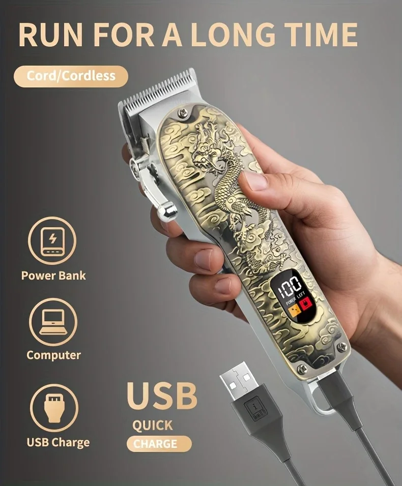 X31 / T9 Professionelles Herren-Haarschneidemaschinen-Set, wiederaufladbares USB-LCD-Display, perfekt als Weihnachtsgeschenk, 2000-mAh-Lithiumbatterie – Detail 4