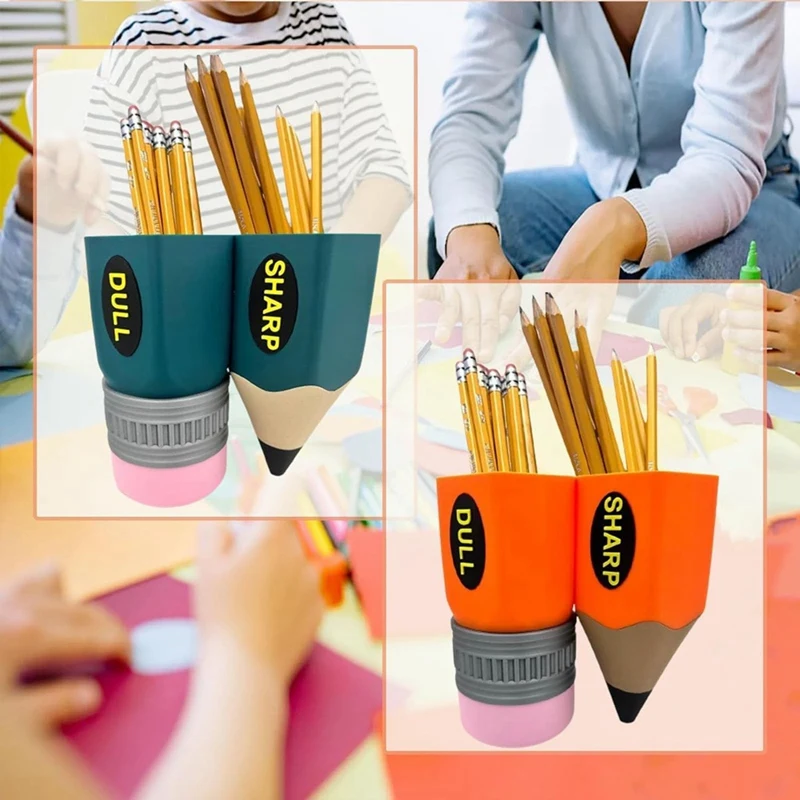 Pencil Pal Organizer New Sharp-Dull Pencil Holder Cute Pencil Storage Organizer Desktop Accessories Red