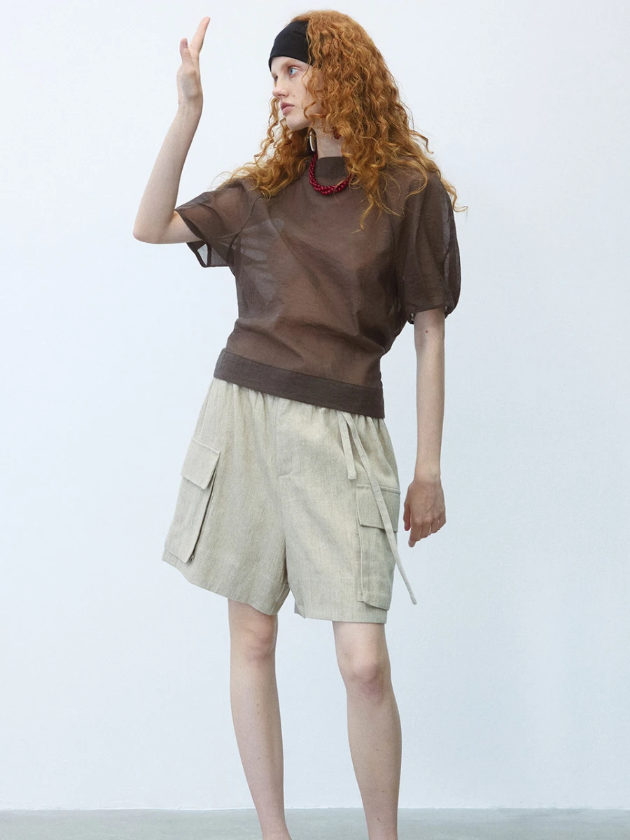 

Женская футболка Slimming ort Sve с присборенной талией, складками и эффектом утяжки живота, с круглым вырезом, повседневная, удобная, комфортная.