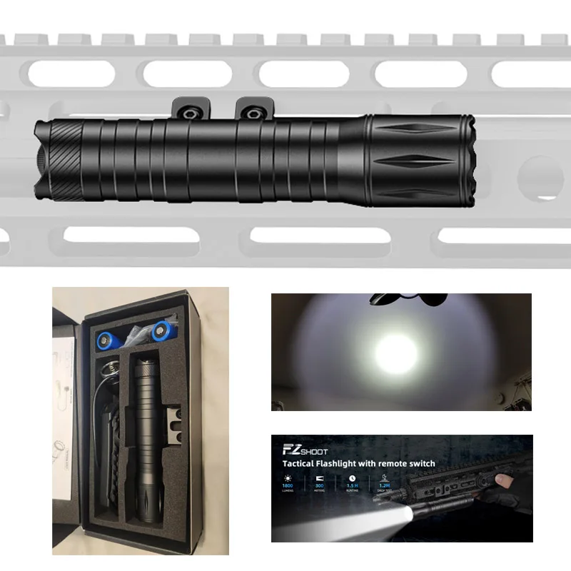 

Tactical Rifle Flashlight Compatible with Picatinny and M-Lok Rail Gun LED Light with Strobe Mode Pressure Switch Sfd113