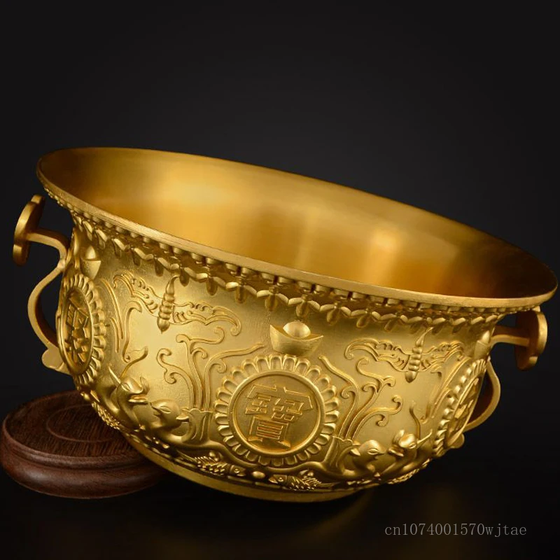 Creative Brass Ruyi Cornucopia Decoration, Home Living Room, Shop Opening for Buddha Supplies, Blessing Gift, Decor Bowl, 1Pc