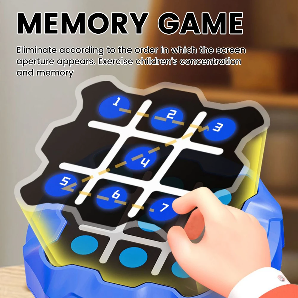 Tic Tac Toe Game Children Electronic Toys Noughts and Crosses Game Memory Training Infinite Portable Travel Games for Kids Adult