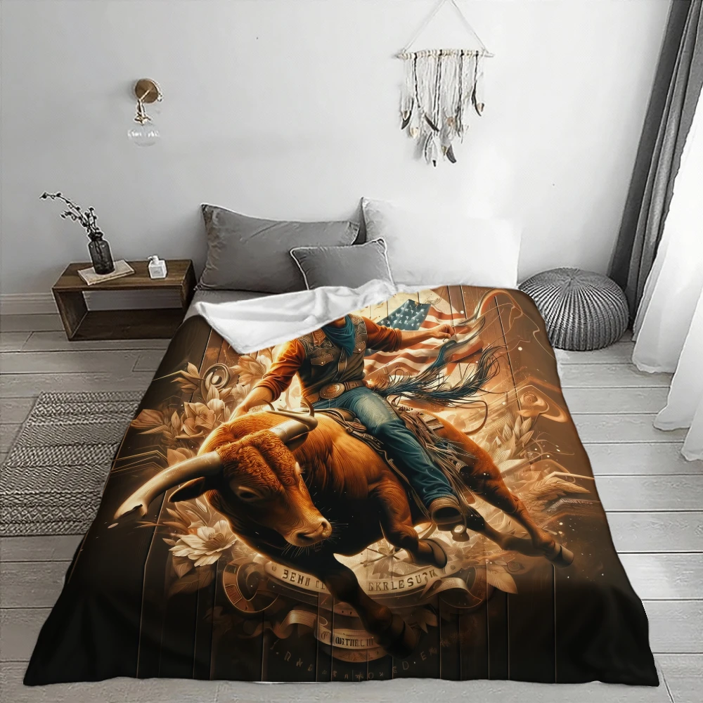 Rustic Western Cowboy Tapestry Throw Blanket Wall Hanging Americana Decor Rodeo Gift Men Masculine Country Style Home Decor Art