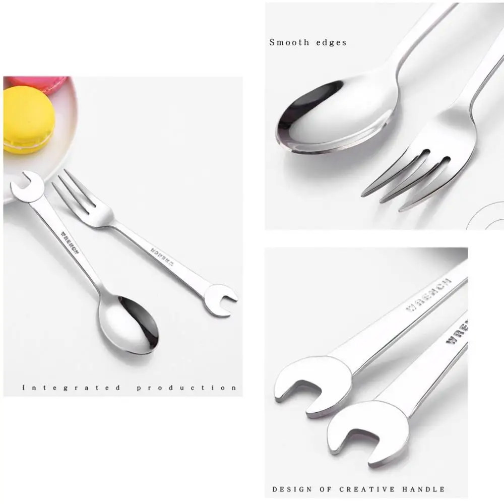 Industrial Style Coffee Spoon Wrench Shape Mirror Polished Smooth Edge Kitchen Accessories Home Cutlery Tableware Dinner Spoon