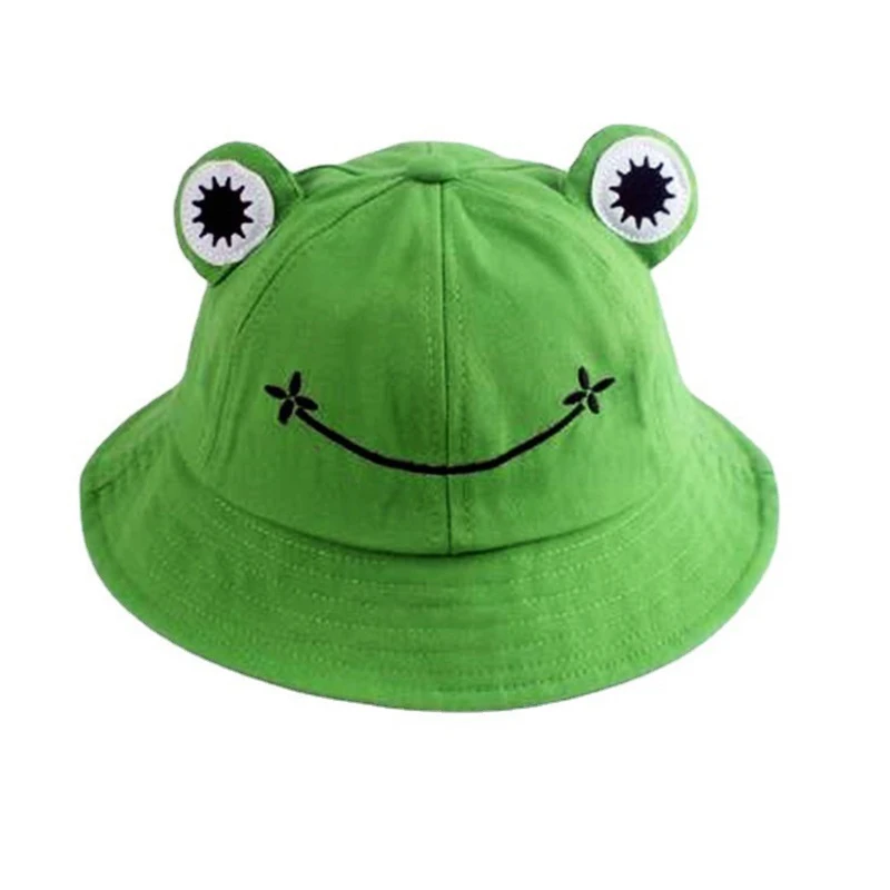 

Creative Frog-Shaped Summer Fisherman Hat Green Cute Cartoon Big Eyes Sun Protection Cap Versatile Bucket Hat for All Ages