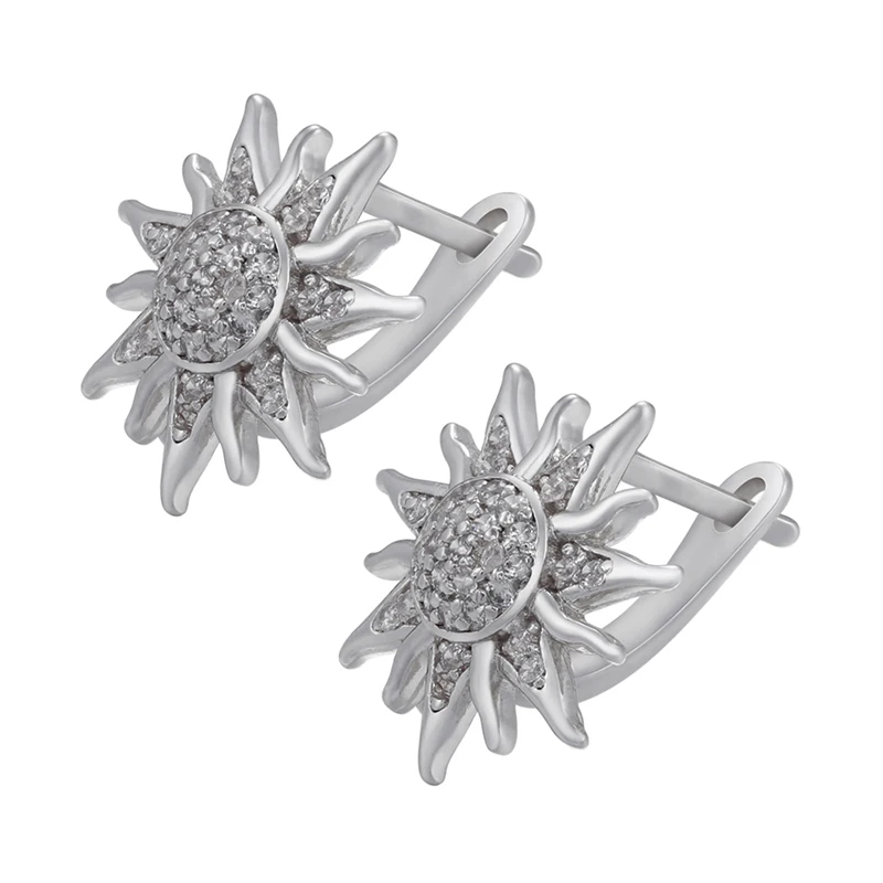 ZHUKOU NEW Mini CZ crystal gold color Sun flower stud earrings for women stud earrings party Jewelry wholesale VE555